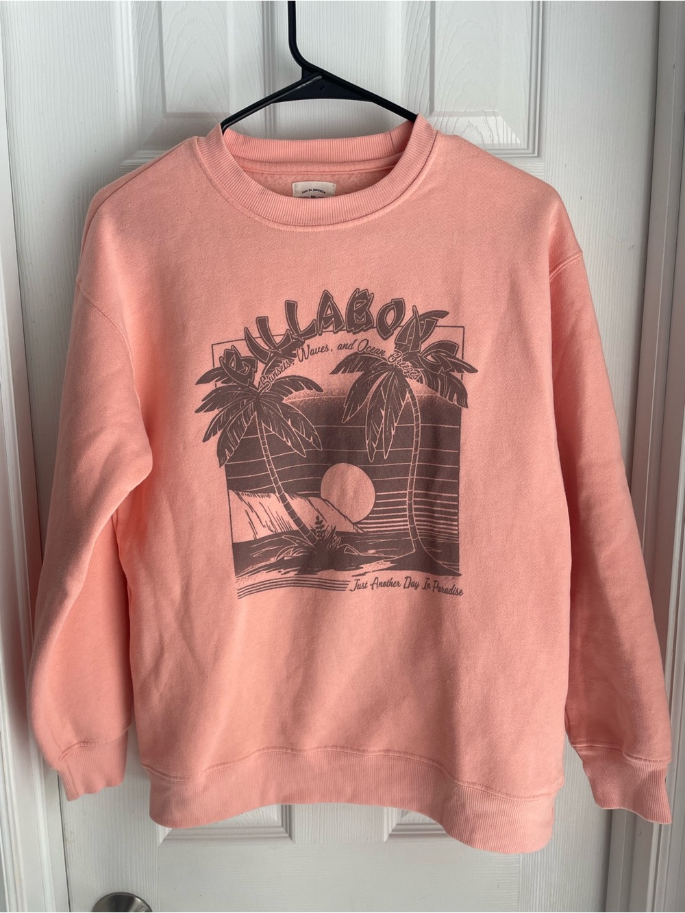 Billabong Peach Crewneck with Sunset Palm Graphic